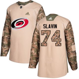 Adidas Hurricanes #74 Jaccob Slavin Camo Authentic 2017 Veterans Day Stitched NHL Jersey