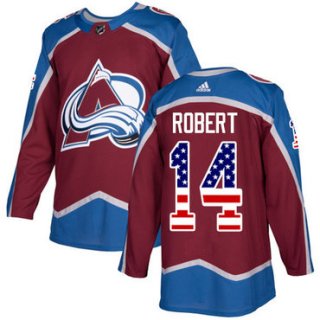 Adidas Avalanche #14 Rene Robert Burgundy Home Authentic USA Flag Stitched NHL Jersey