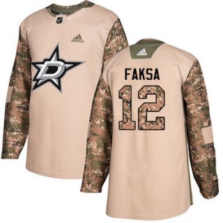 Adidas Stars #12 Radek Faksa Camo Authentic 2017 Veterans Day Stitched NHL Jersey