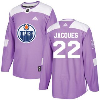 Adidas Edmonton Oilers #22 Jean-Francois Jacques Purple Authentic Fights Cancer Stitched NHL Jersey