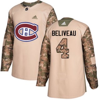 Adidas Canadiens #4 Jean Beliveau Camo Authentic 2017 Veterans Day Stitched NHL Jersey