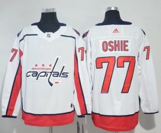 Adidas Capitals #77 T.J. Oshie White Road Authentic Stitched NHL Jersey