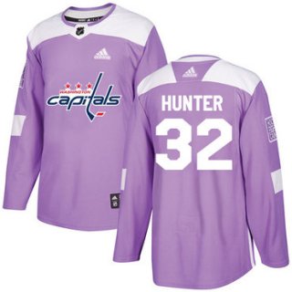 Adidas Capitals #32 Dale Hunter Purple Authentic Fights Cancer Stitched NHL Jersey