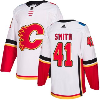 Men's Adidas Calgary Flames #41 Mike Smith White Away Authentic NHL Jersey