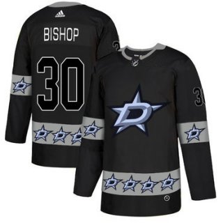 Men's Dallas Stars #30 Ben Bishop Black Team Logos Fashion Adidas Jersey