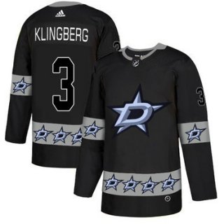 Men's Dallas Stars #3 John Klingberg Black Team Logos Fashion Adidas Jersey