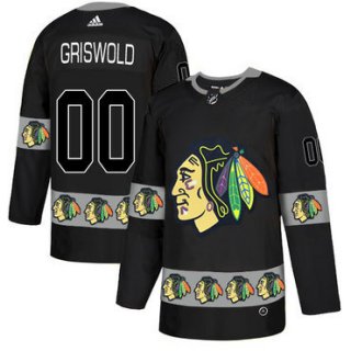 Men's Chicago Blackhawks #00 Calrk Griswold Black Team Logos Fashion Adidas Jersey