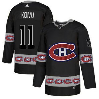 Men's Montreal Canadiens #11 Saku Koivu Black Team Logos Fashion Adidas Jersey