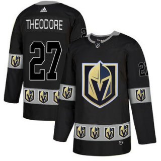 Men's Vegas Golden Knights #27 Shea Theodore Black Team Logos Fashion Adidas Jersey