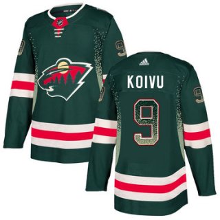 Men's Minnesota Wild #9 Mikko Koivu Green Drift Fashion Adidas Jersey