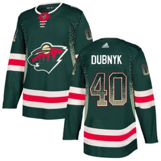 Men's Minnesota Wild #40 Devan Dubnyk Green Drift Fashion Adidas Jersey