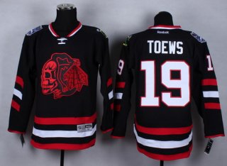 Chicago Blackhawks #19 Jonathan Toews 2014 Stadium Series Black With Red Skulls Jersey