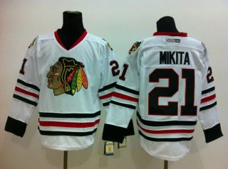 Chicago Blackhawks #21 Stan Mikita White Throwback CCM Jersey