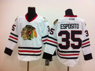 Chicago Blackhawks #35 Tony Esposito White Throwback CCM Jersey