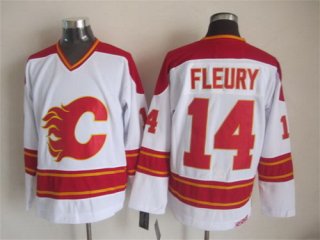 Calgary Flames #14 Theoren Fleury White Throwback CCM Jersey