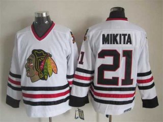 Chicago Blackhawks #21 Stan Mikita White CCM Vintage Throwback Jersey