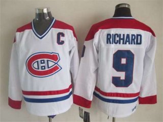 Montreal Canadiens #9 Maurice Richard White CCM Vintage Throwback Jersey