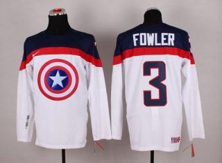 2015 Men's Team USA #3 Cam Fowler Captain America Fashion White Jersey