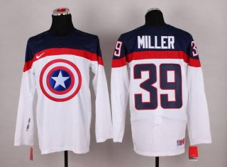 2015 Men's Team USA #39 Ryan Miller Captain America Fashion White Jersey