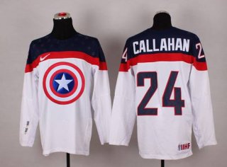 2015 Men's Team USA #24 Ryan Callahan Captain America Fashion White Jersey