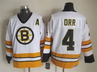 Men's Boston Bruins #4 Bobby Orr 1981-82 White CCM Vintage Throwback Jersey