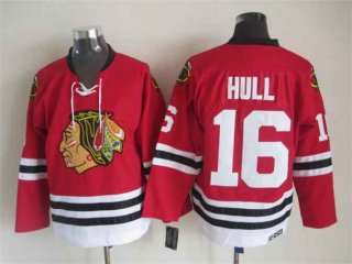 Men's Chicago Blackhawks #16 Bobby Hull 1957-58 Red CCM Vintage Throwback Jersey