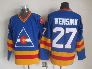 Men's Colorado Rockies #27 John Wensink 1977-78 Blue CCM Vintage Throwback Jersey