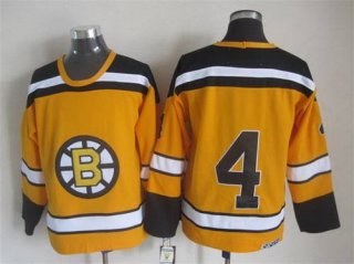 Men's Boston Bruins #4 Bobby Orr 1959-60 Yellow CCM Vintage Throwback Jersey