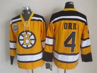 Men's Boston Bruins #4 Bobby Orr 2009-10 Yellow CCM Vintage Throwback Jersey