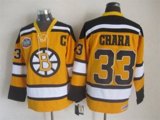 Men's Boston Bruins #33 Zdeno Chara 2009-10 Yellow CCM Vintage Throwback Jersey