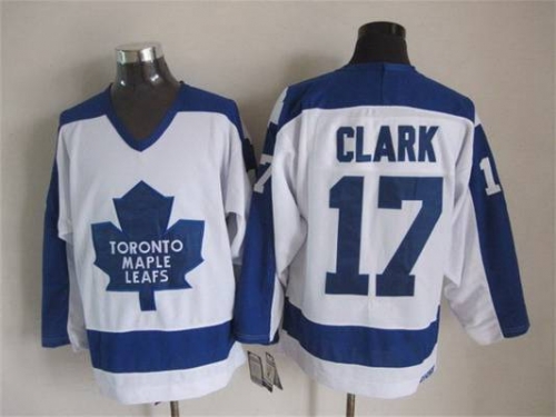 Men's Toronto Maple Leafs #17 Wendel Clark 1982-83 White CCM Vintage Throwback Jersey