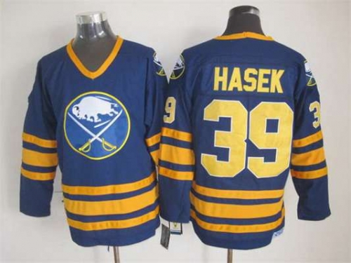 Men's Buffalo Sabres #39 Dominik Hasek 1983-84 Navy Blue CCM Vintage Throwback Jersey