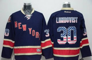 Men's New York Rangers #30 Henrik Lundqvist Reebok Navy Blue Third NHL USA Flag Fashion Jersey