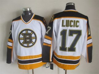 Men's Boston Bruins #17 Milan Lucic 1996-97 White CCM Vintage Throwback Jersey