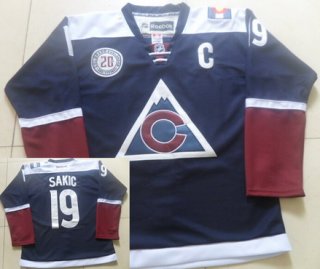 Men's Colorado Avalanche #19 Joe Sakic Reebok Navy Blue 20th Alternate Premier Jersey