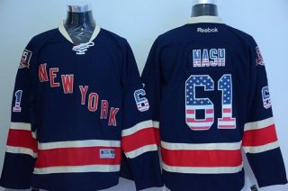 Men's New York Rangers #61 Rick Nash Navy Blue USA Flag Hockey Jersey