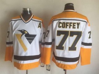 Men's Pittsburgh Penguins #77 Paul Coffey 1992-93 White CCM Vintage Throwback Jersey