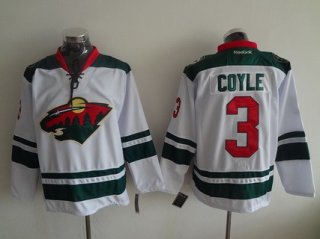 Men's Minnesota Wild #3 Charlie Coyle Reebok White Away Premier Hockey Jersey