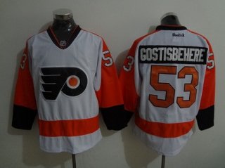 Men's Philadelphia Flyers #53 Shayne Gostisbehere Philadelphia Flyers Reebok Premier White Away Jersey