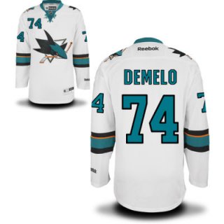 Men's San Jose Sharks #74 Dylan DeMelo White Away Jersey