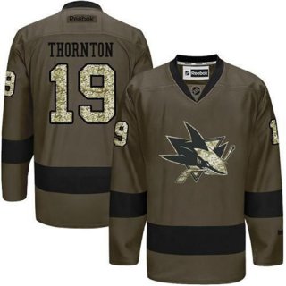 Men's San Jose Sharks #19 Joe Thornton Reebok Green Camo Player Jersey