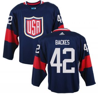 Men's Team USA #42 David Backes Navy Blue 2016 World Cup of Hockey Game Jersey