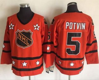 1972-81 NHL All-Star #5 Denis Potvin Orange CCM Throwback Stitched Vintage Hockey Jersey