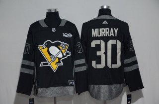 Men's Pittsburgh Penguins #30 Matt Murray Black 100th Anniversary Stitched NHL 2017 adidas Hockey Jersey