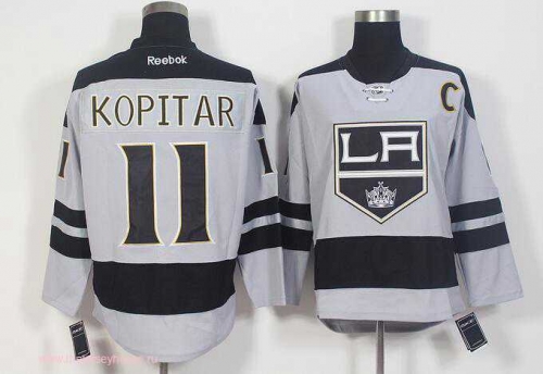 Men's Los Angeles Kings #11 Anze Kopitar Gray Alternate Stitched NHL 2016-17 Reebok Hockey Jersey