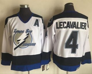 Men's Tampa Bay Lightning #4 Vincent Lecavalier White 2003-04 Throwback Stitched NHL CCM Vintage Jersey