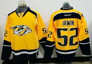 Men's Nashville Predators #52 Matt Irwin Yellow Home Stitched NHL Reebok Hockey Jersey