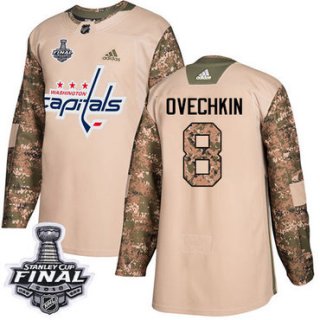 Adidas Capitals #8 Alex Ovechkin Camo Authentic 2017 Veterans Day 2018 Stanley Cup Final Stitched NHL Jersey