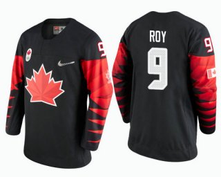 Men Canada Team #9 Derek Roy Black 2018 Winter Olympics Jersey