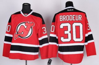 New Jersey Devils #30 Martin Brodeur Red With Black Jersey